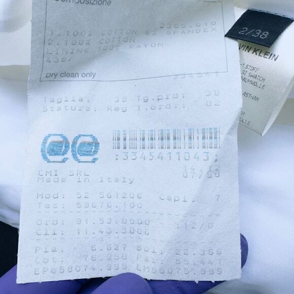 CALVIN KLEIN COLLECTION Made In Italy NWT White Cotton Spandex Bodycon Fitted Dr - Picture 4 of 16